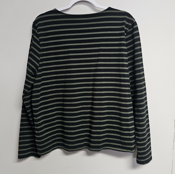 Lauren Ralph Lauren Green Olive and Black Stripe Long Sleeve Shirt Academia - Picture 4 of 8